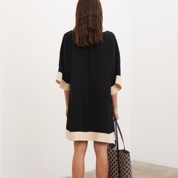 By Malene Birger black & cream Christia kaftan mini dress - size FR 44 (XL) - Picture 3 of 8